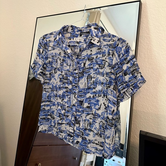 ASOS Short Sleeve Sheer Button Down Shirt/Blouse - Picture 1 of 6